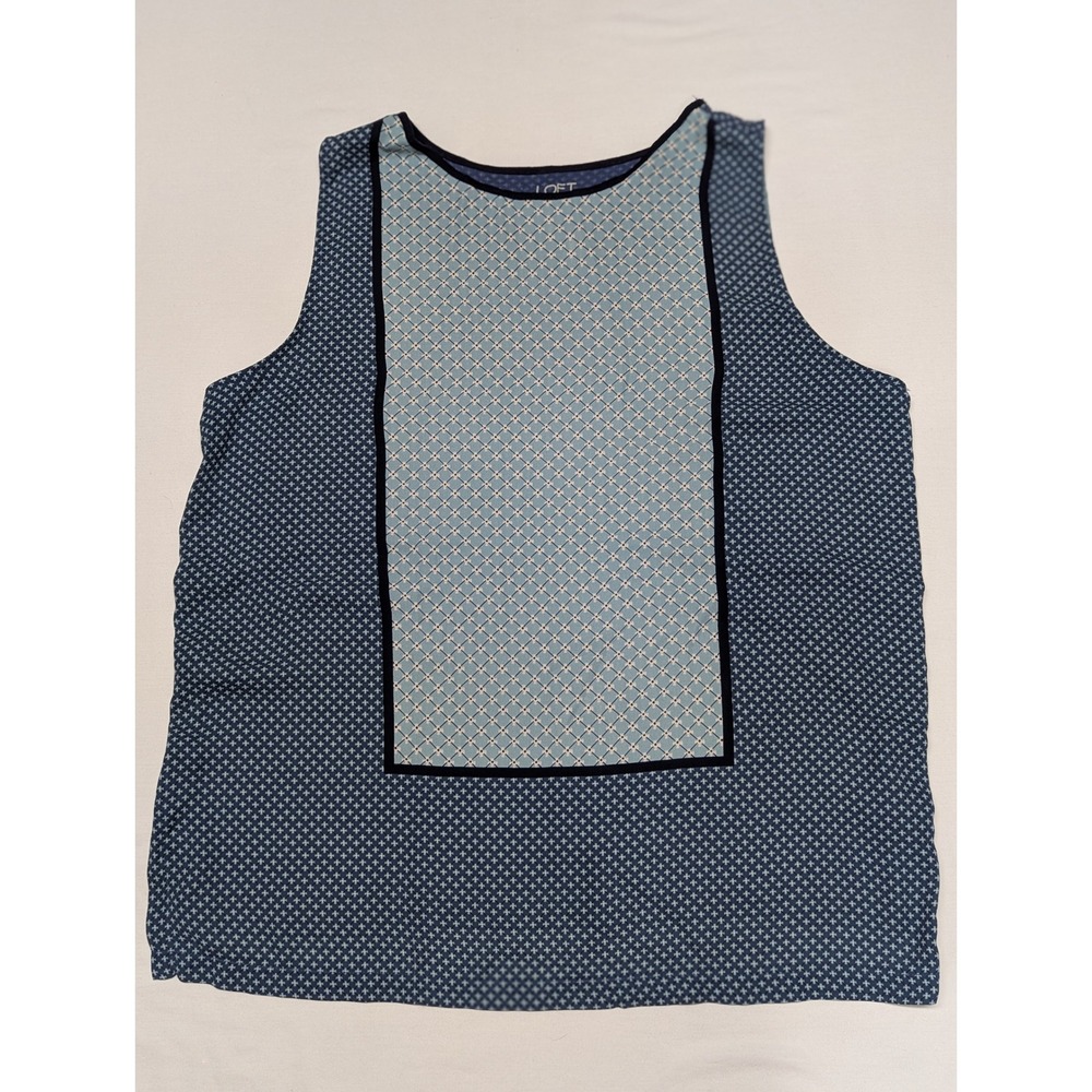 LOFT Outlet Womens Navy Blue Geometric Mixed Print Sleeveless Shell Top Large